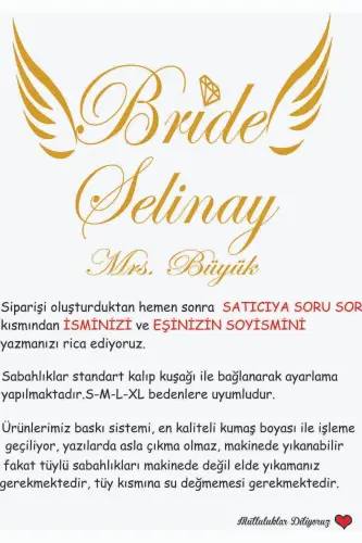 Bride Sabahlık, Gelin Sabahlığı, İsme Özel - 3