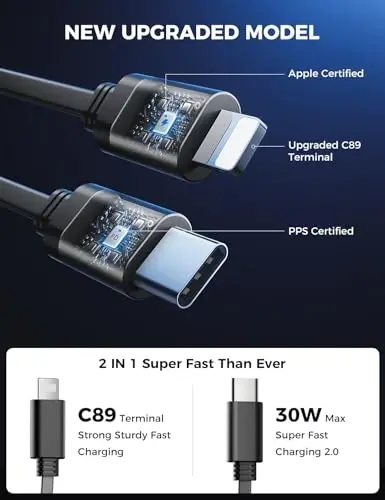 【Geliştirilmiş】 SUPERONE Geri Çekilebilir 4'ü 1 Arada Araç Şarj Cihazı, 2,6 ft Kablolu Hızlı Araç Telefonu Şarj Cihazı, USB C ve Apple Araç Şarj Cihazı Adaptörü, iPhone 17/16/15/15 Pro Max/14/13/12/11, Galaxy, Pixel ile Uyumlu - 5