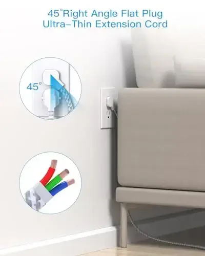 Cruise Ship Essentials, HANYCONY Flat Plug Extension Cord, Power Strip with 6 Outlets 3 USB Ports, 5ft Outlet Extender with Wall Mount No Surge Protector for College Dorm Room Travel Essentials - 4