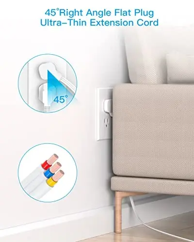 Cruise Ship Essentials, HANYCONY Flat Plug Extension Cord, Power Strip with 6 Outlets 3 USB Ports, 5ft Outlet Extender with Wall Mount No Surge Protector for College Dorm Room Travel Essentials - 5