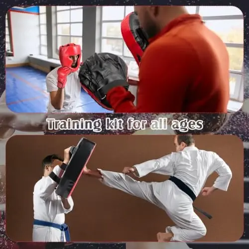 Gemscream 10 In1 Punching Mitts Kick Pad Set Taekwondo Pads Boxing Mitts Focus Pads Boxing Gloves Safety Head Guard Wrist Band for Kickboxing, Karate, Muay Thai, MMA Training - GEMSCREAM (1)