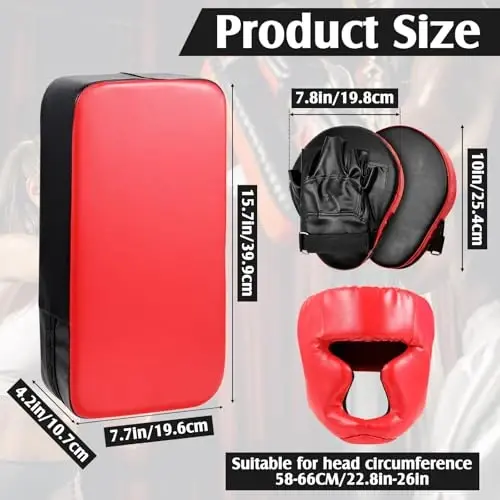 Gemscream 10 In1 Punching Mitts Kick Pad Set Taekwondo Pads Boxing Mitts Focus Pads Boxing Gloves Safety Head Guard Wrist Band for Kickboxing, Karate, Muay Thai, MMA Training - 2