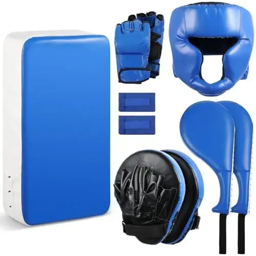 Gemscream 10 In1 Punching Mitts Kick Pad Set Taekwondo Pads Boxing Mitts Focus Pads Boxing Gloves Safety Head Guard Wrist Band for Kickboxing, Karate, Muay Thai, MMA Training - 1