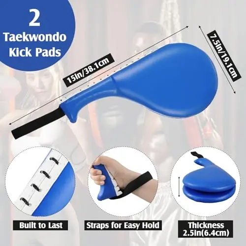 Gemscream 10 In1 Punching Mitts Kick Pad Set Taekwondo Pads Boxing Mitts Focus Pads Boxing Gloves Safety Head Guard Wrist Band for Kickboxing, Karate, Muay Thai, MMA Training - 3