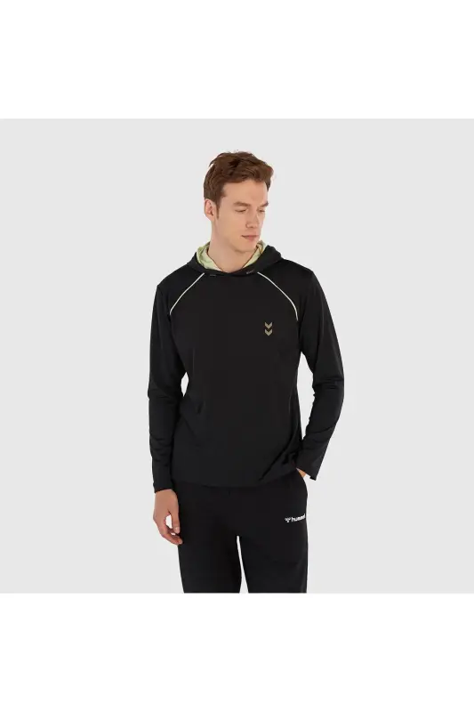 Gena Erkek Siyah Kapüşonlu Hoodie - Siyah - 1