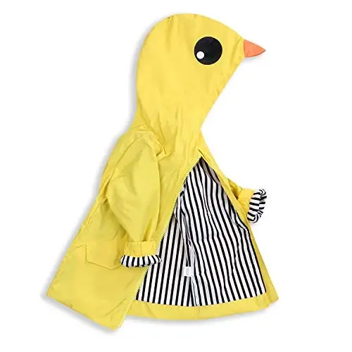 YOUNGER TREE Toddler Baby Boy Girl Duck Raincoat Cute Cartoon Hoodie Zipper Coat Outfit - 1