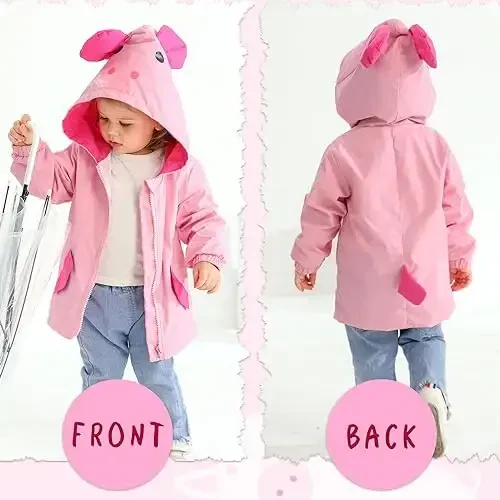 YOUNGER TREE Toddler Baby Boy Girl Duck Raincoat Cute Cartoon Hoodie Zipper Coat Outfit - 2