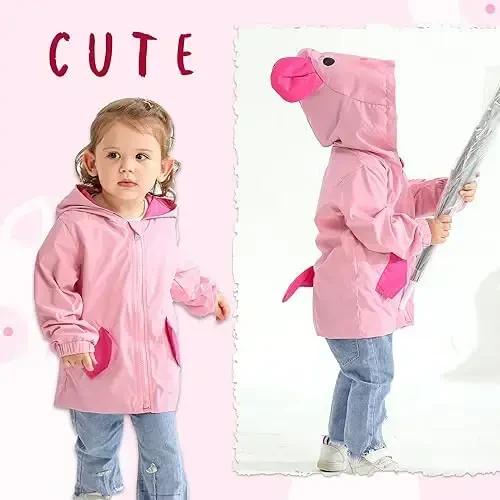 YOUNGER TREE Toddler Baby Boy Girl Duck Raincoat Cute Cartoon Hoodie Zipper Coat Outfit - 3