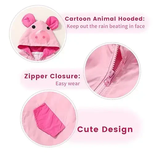YOUNGER TREE Toddler Baby Boy Girl Duck Raincoat Cute Cartoon Hoodie Zipper Coat Outfit - 4