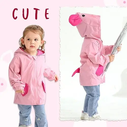YOUNGER TREE Toddler Baby Boy Girl Duck Raincoat Cute Cartoon Hoodie Zipper Coat Outfit - 3