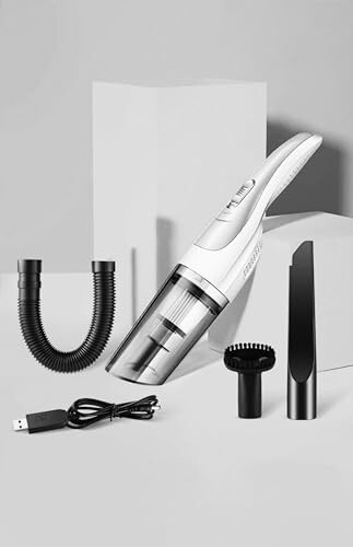 Generic Handheld Vacuum, Car Hand Vacuum Cleaner Cordless, Mini Portable Rechargeable Vacuum Cleaner with 2 Filters, White - 2