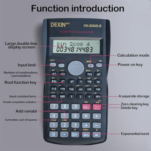 Generic Scientific Calculators 82ms, Calculadora Cientifica Multi-Function, Black Calculator with Large Two-Line Display Easy to Operate, School Supplies for Student and Exam Clearance # - 2