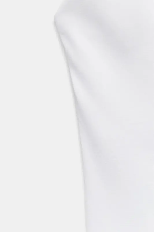 GENİŞ ASKILI POLİAMİT T-SHIRT-Beyaz - 10