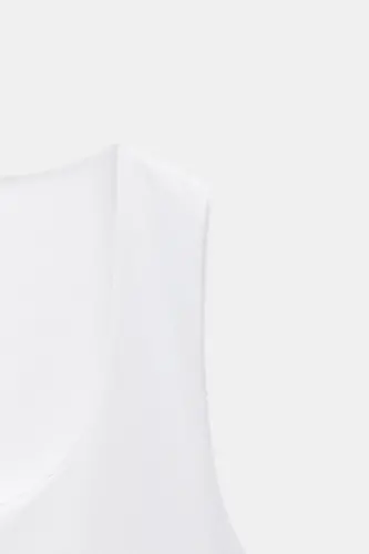 GENİŞ ASKILI POLİAMİT T-SHIRT-Beyaz - 6