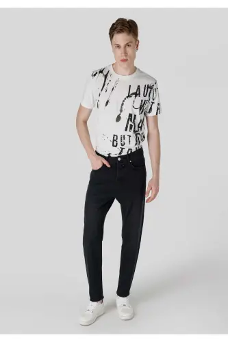 Loose Tapered Fit Süper Yüksek Bel Daralan Paça Erkek Gri Jean Pantolon - 1