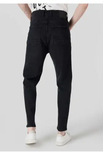 Loose Tapered Fit Süper Yüksek Bel Daralan Paça Erkek Gri Jean Pantolon - 2