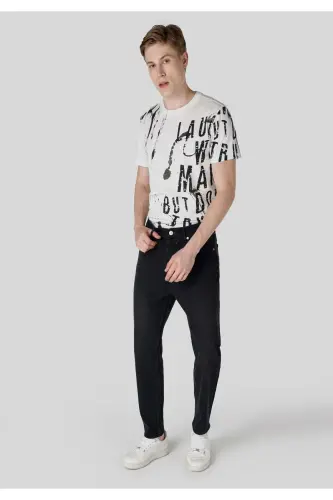 Loose Tapered Fit Süper Yüksek Bel Daralan Paça Erkek Gri Jean Pantolon - 3