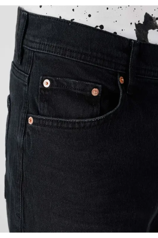 Loose Tapered Fit Süper Yüksek Bel Daralan Paça Erkek Gri Jean Pantolon - 5