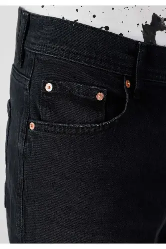 Loose Tapered Fit Süper Yüksek Bel Daralan Paça Erkek Gri Jean Pantolon - HARVEY WASH - 5