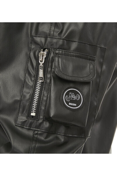 Geniş Kesim İçi Kürklü Deri Bomber Ceket BGSM 4082 - Black - 7