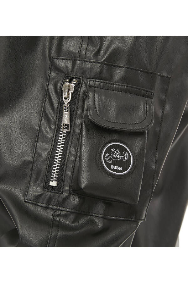 Geniş Kesim İçi Kürklü Deri Bomber Ceket BGSM 4082 - Black - 7