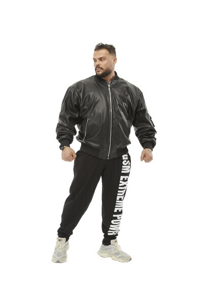 Geniş Kesim İçi Kürklü Deri Bomber Ceket BGSM 4082 - Black - 8