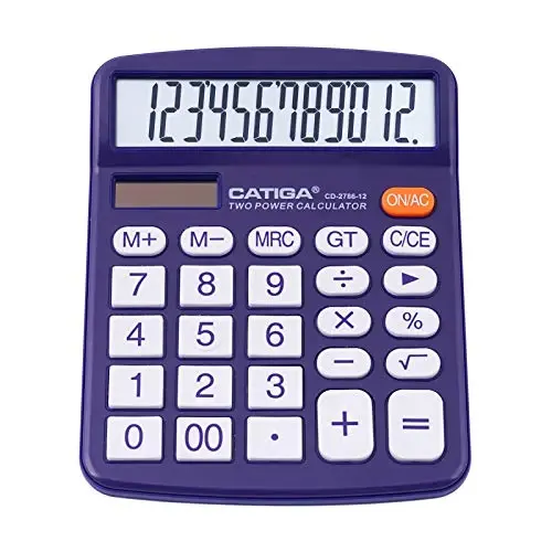 Desktop Calculator 12 Digit with Large LCD Display and Sensitive Button, Solar and Battery Dual Power, Standard Function for Office, Home, School, CD-2786 (Purple) - 6