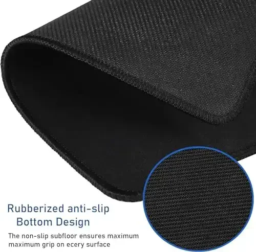 Large Mouse Pad, (31.5X11.8In) Durable Non-Slip Natural Rubber Base Desk Mousepad with Stitched Edges, Waterproof Computer Keyboard Pad Mat for Esports Pros/Gamer/Desktop/Office/Home - Black - 4