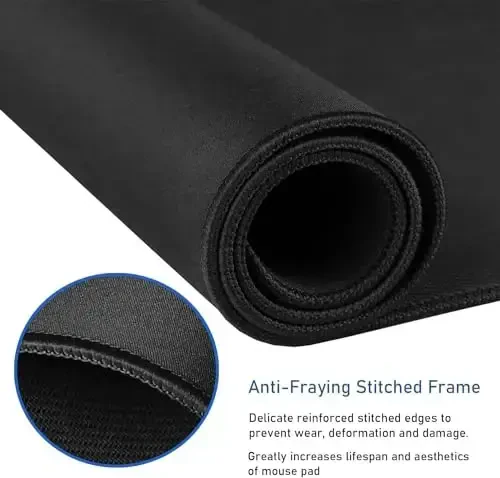 Large Mouse Pad, (31.5X11.8In) Durable Non-Slip Natural Rubber Base Desk Mousepad with Stitched Edges, Waterproof Computer Keyboard Pad Mat for Esports Pros/Gamer/Desktop/Office/Home - Black - 6