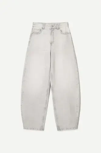 Geniş paça barrel jean-Gri - 3