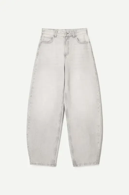 Geniş paça barrel jean-Gri - 3