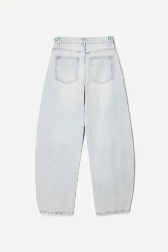 Yüksek bel geniş paça barrel fit jean - 4