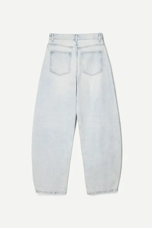 Yüksek bel geniş paça barrel fit jean - 4