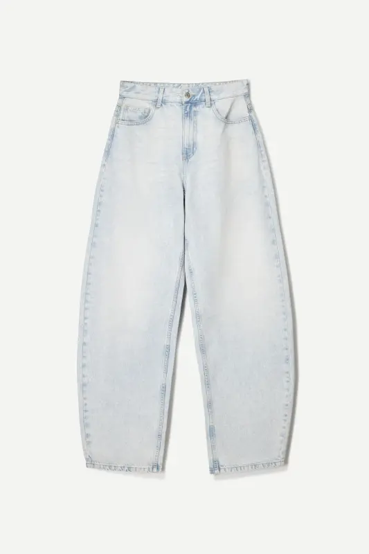 Yüksek bel geniş paça barrel fit jean - 5