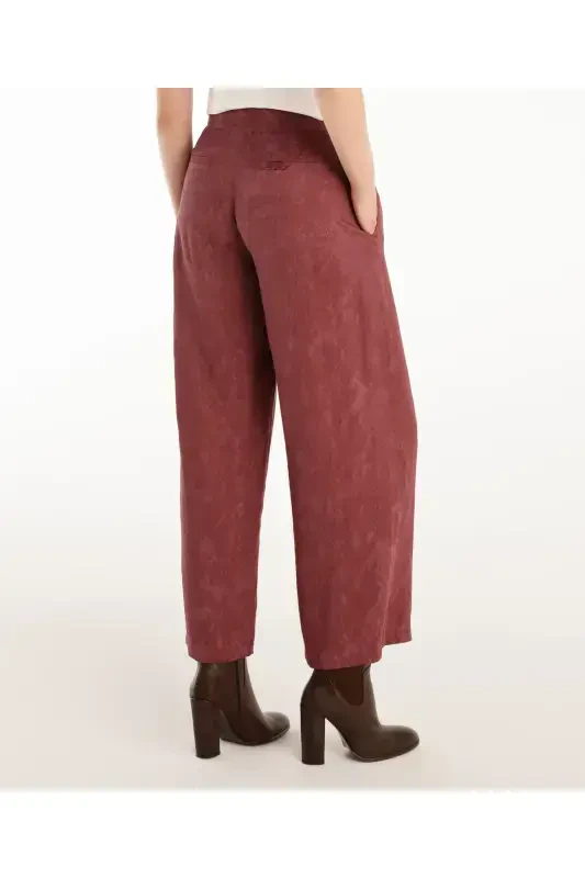 Geniş Paça Pantolon-BORDO - 4