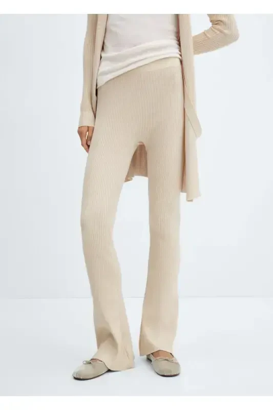 Wideleg ribana pantolon - 1