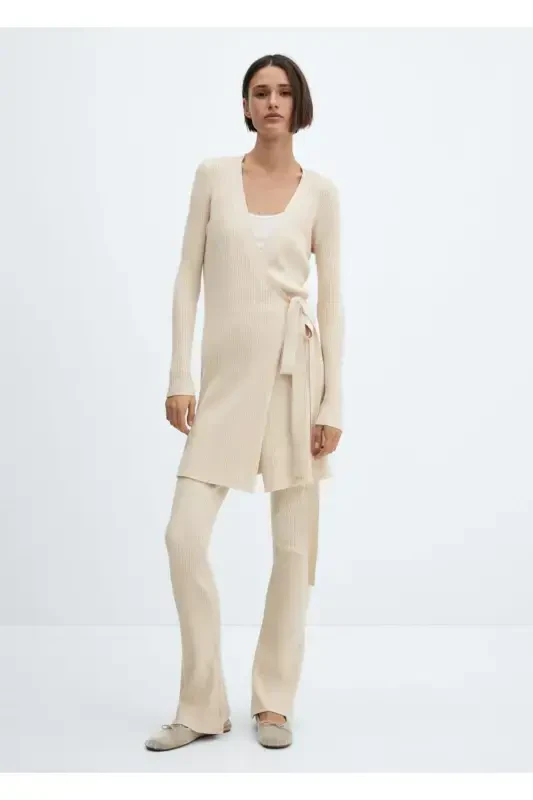 Wideleg ribana pantolon - 2