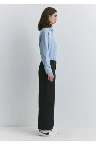 Geniş Paça Siyah Pantolon 1010947-900 - Siyah-900 - 5