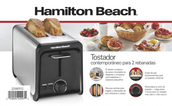 Hamilton Beach 2 Slice Toaster with Wide Slots, Bagel Function, Toast Boost, Stainless, New, 22997F - 12