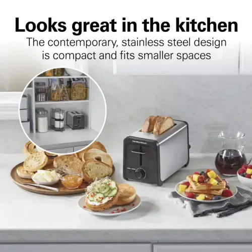 Hamilton Beach 2 Slice Toaster with Wide Slots, Bagel Function, Toast Boost, Stainless, New, 22997F - Modazone (1)