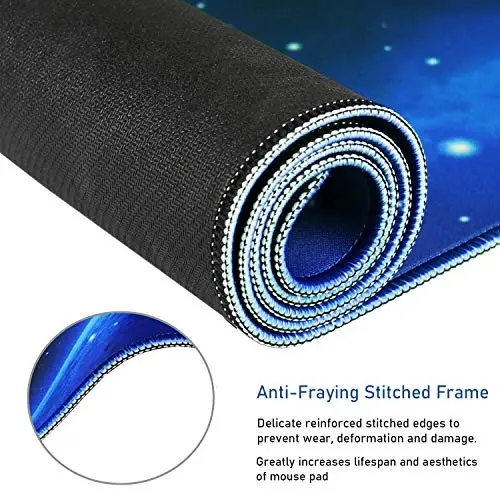 Extended Large Mouse Pad, Gaming Mouse Pad with Nonslip Base (31.5X15.7In) Heavy/Thick, Comfy, Waterproof Computer Keyboard Pad Mat for Esports Pros/Gamer/Desktop/Office/Home-Blue - 2