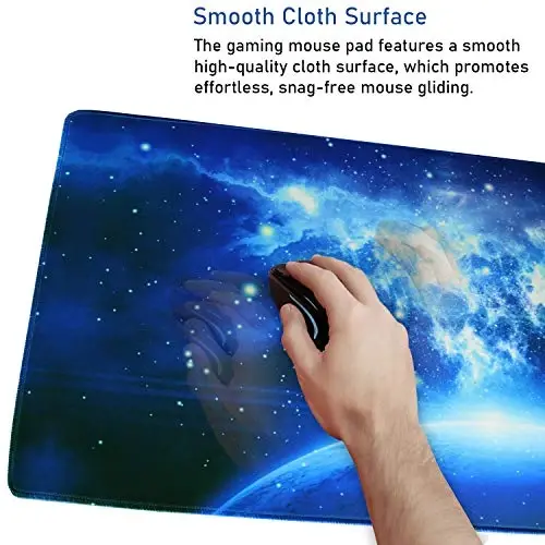 Extended Large Mouse Pad, Gaming Mouse Pad with Nonslip Base (31.5X15.7In) Heavy/Thick, Comfy, Waterproof Computer Keyboard Pad Mat for Esports Pros/Gamer/Desktop/Office/Home-Blue - 5