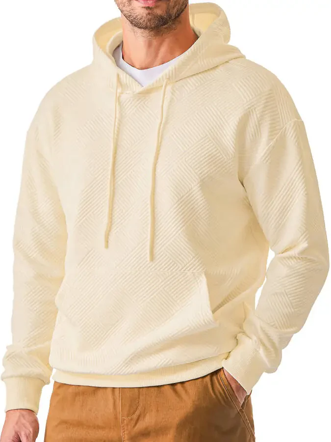 GENTS BLISS Long Sleeve Men Hoodies Sweatshirts Geometric Texture Sweatshirts for Men Casual Pollover Shirts with Kangaroo Pocket - 1