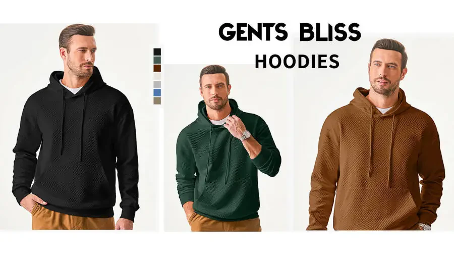 GENTS BLISS Long Sleeve Men Hoodies Sweatshirts Geometric Texture Sweatshirts for Men Casual Pollover Shirts with Kangaroo Pocket - 8