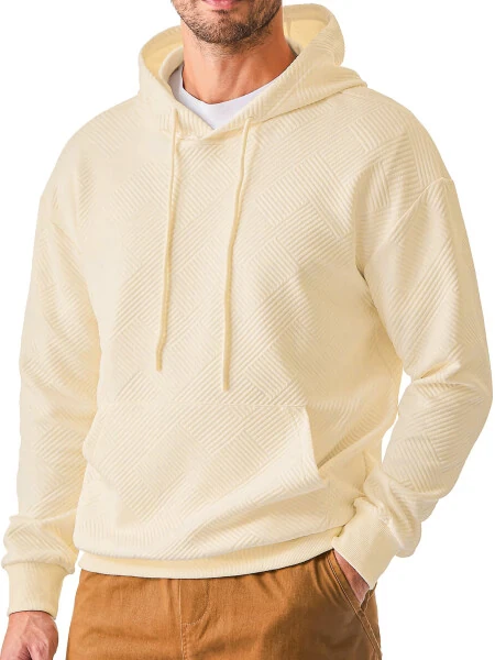 GENTS BLISS Long Sleeve Men Hoodies Sweatshirts Geometric Texture Sweatshirts for Men Casual Pollover Shirts with Kangaroo Pocket - Modazone