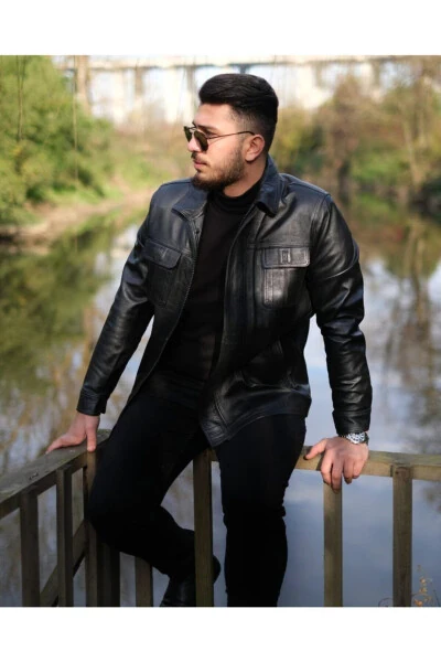 Genuine Black Leather Jacket - MIYALUXLY