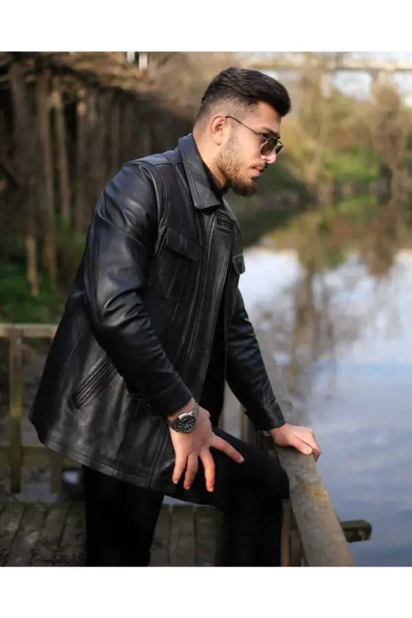 Genuine Black Leather Jacket - 2
