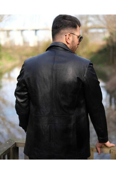 Genuine Black Leather Jacket - 3