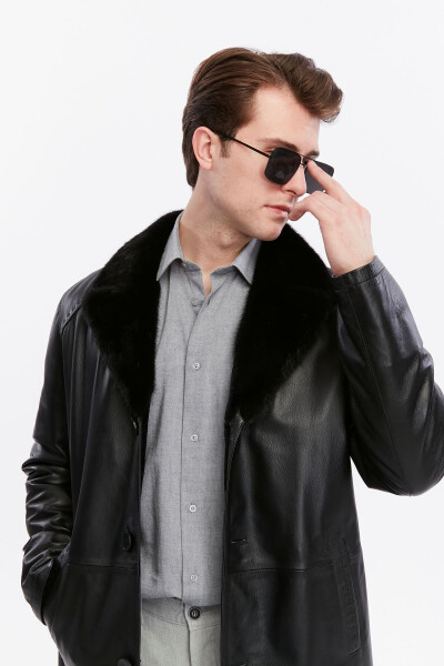 Genuine fur and leather jacket. - 4