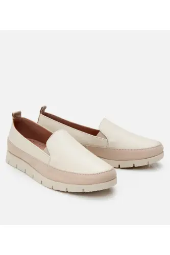 Genuine Leather Beige Women's Loafer - 2
